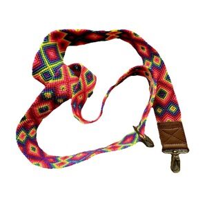 Eclectic Array Woven Bag Strap Bright Multicolor Boho Guitar Purse Strap